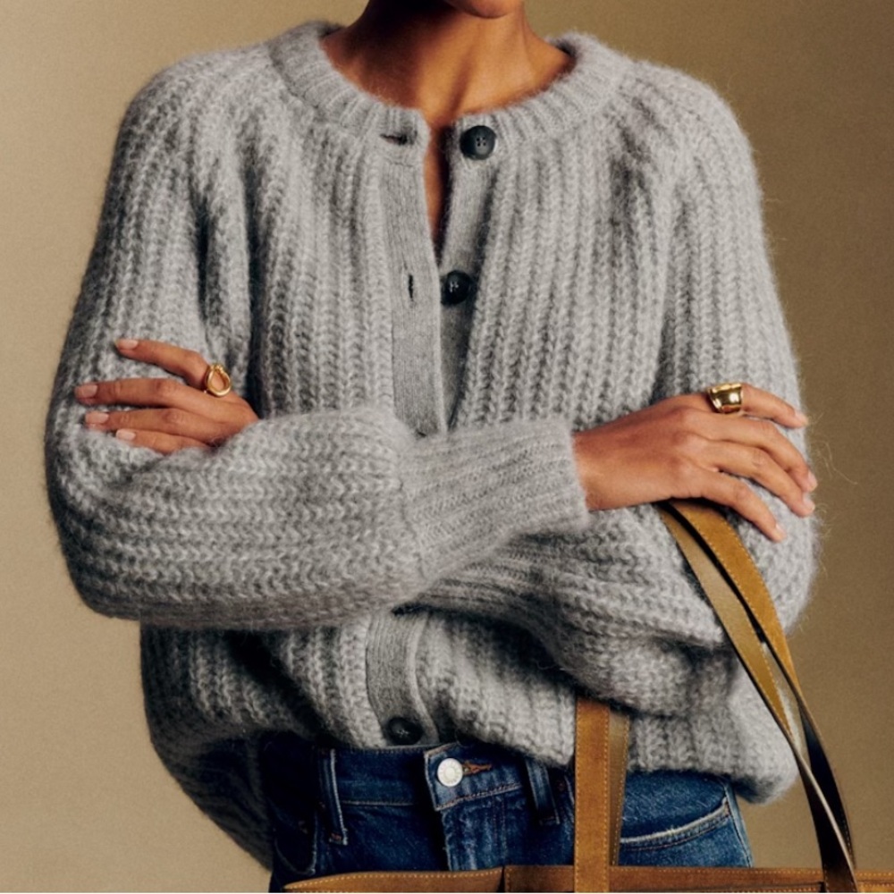 Sezane Emile Cardigan Mottled Gray